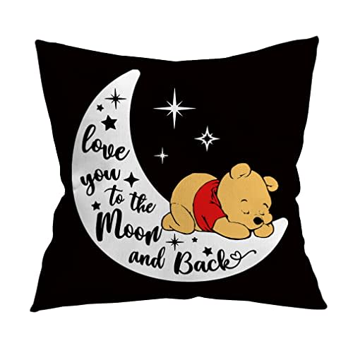 SweetZ Est 18x18 Funny Throw Pillow Cover Love You to Moon Birthday Gift for Kids' Room, Couch Decor, S (18x18, Black-1)