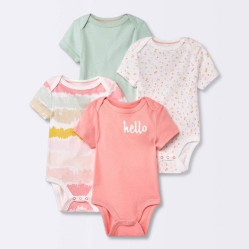 Baby 4pk Short Sleeve Bodysuit - Cloud Island™ Pink
