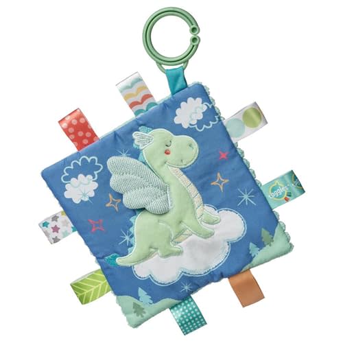 Taggies Crinkle Me Toy with Baby Paper & Squeaker with Sensory Tags, 6.5 x 6.5-inches, Drax Dragon