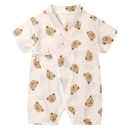 PAUBOLI Newborn Muslin Robe Baby Kimono Onesie Infant Cotton Romper 0-24 Months