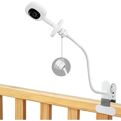 Baby Monitor Clip Mount Compatible with Nanit Pro & Flex Stand, Momcozy BM01/ BM03/ BM04, Babysense MaxView PRO-VBM55TX, 16 inches Flexible Crib Clamp Mount for Cameras with 1/4 Threaded Hole