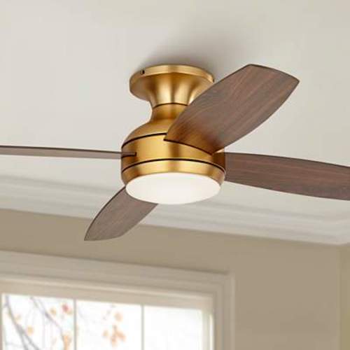 52" Casa Elite Soft Brass LED Hugger Ceiling Fan with Remote - #990C0 | Lamps Plus