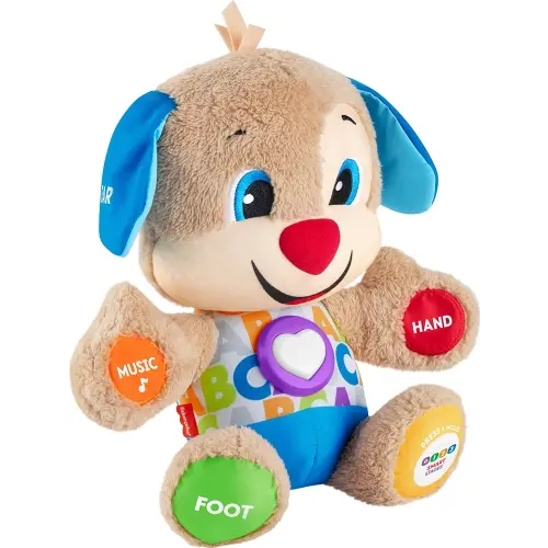 Fisher-Price Laugh & Learn Baby & Toddler Toy Smart Stages Puppy With White Shirt, Interactive Plush Dog With Music And Lights For Ages 6+ Months