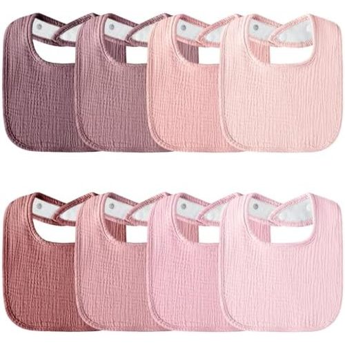 Muslin Baby Bibs 8-Pack Baby Drool Bandana Bibs for Baby Girls Boys Infant Newborn Toddler Drooling and Teething