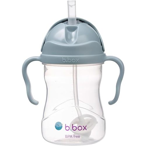 b.box Sippy Cup with Weighted Straw. Drink from any Angle, Leak Proof, Spill Proof, Easy Grip. BPA Free, Dishwasher Safe. For Babies 6m+ to Toddlers (Ocean, 8oz)