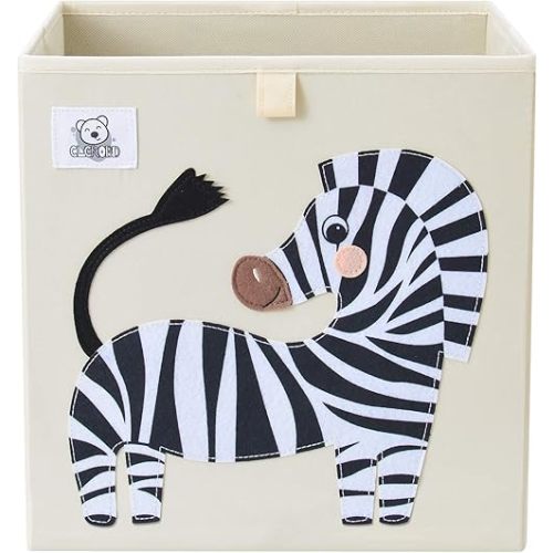 CLCROBD Foldable Animal Cube Storage Bins Fabric Toy Box/Chest/Organizer for Toddler/Kids Nursery, Playroom, 13 inch (Zebra)