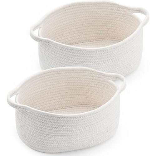 Cute Woven Storage Basket with Handle, Baskets for Gifts Empty, Gift Baskets for Christmas Birthday Baby Shower Raffle Burr Fundraiser, Decorative Organizer Box for Baby Toy Pet