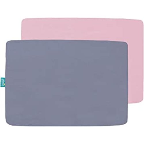 Pack and Play Sheet Fitted, 2 Pack Portable Playard | Mini Crib Sheets, Ultra Soft Microfiber Pack and Play Sheets, Gray & Pink, Preshrunk