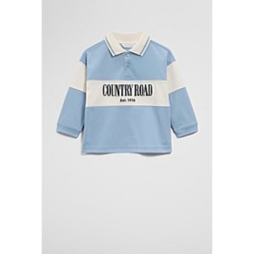 Mid Blue Organically Grown Cotton Logo Rugby T-Shirt - Sweats | Country Road