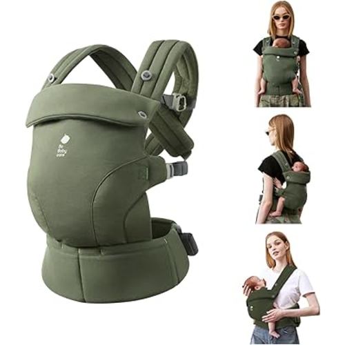 Bc Babycare CocoonGo Baby Carrier – CloudTouch Soft & Ergonomic Baby Carrier for 7–44 lbs | Easy to Wear, Adjustable Fit, Travel-Ready, Machine Washable (Olive Grove)