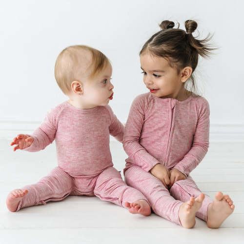 Heather Mauve Ribbed Zippy - Little Sleepies