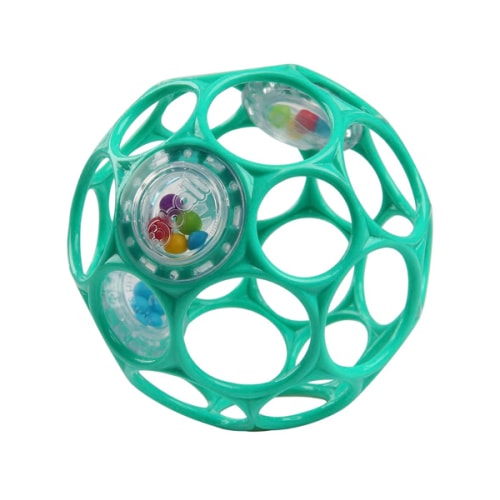Bright Starts Oball Easy-Grasp Rattle BPA-Free Infant Toy in Teal, Age Newborn and up, 4 Inches