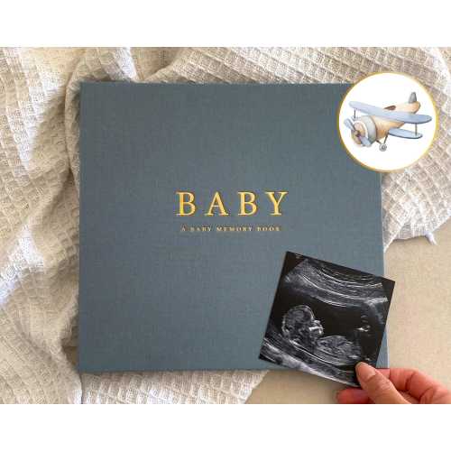 Baby Memory Book for Boys - Trucks, Trains, Helicopters and Planes - Photo Keepsake to Record Milestones & Firsts