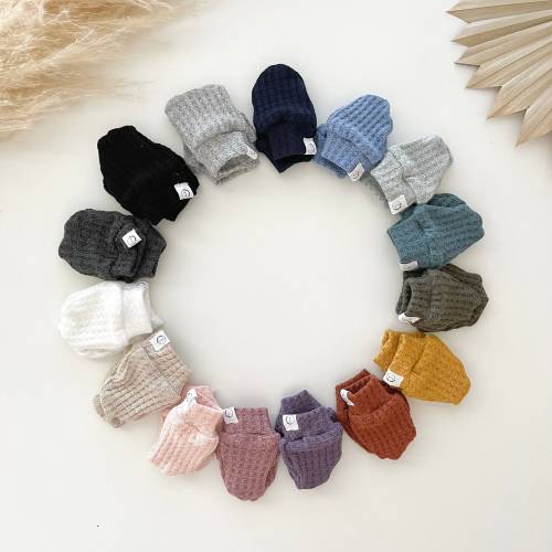 No scratch baby mittens, newborn mitts, soft baby socks, neutral solid color gloves, baby necessities, baby shower gifts, infant mittens.