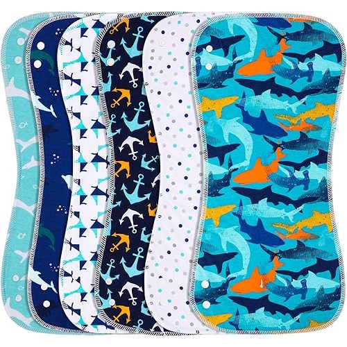 2-in-1 Burp Cloths and Baby Bibs - 6 Pack Large Super Absorbent Soft Cotton Burping Cloths for Spit Up, 3 Layers Thick Baby Burp Rags for Girls & Boys