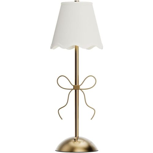 Two's Company LED Cordless Gold Bow Table Lamp in Gift Box, 11.5-Inch, Iron