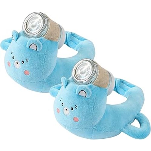 Plush Bottle Holder Pillow, Hands Free Bottle Holder Feeding Assistant, Ergonomic Bottle Support Cushion, Soft Animal Cover Protector, Machine Washable (Blue*2pcs)