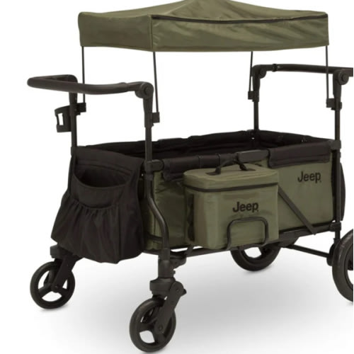 Jeep Deluxe Wrangler Wagon Stroller, All-Terrain, Folding, Cooler Bag, Parent Organizer, 110 lbs Capacity