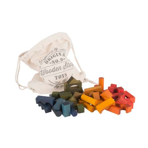 Wooden Story Wooden Blocks in Sack - 100 Pcs Rainbow – The Wild