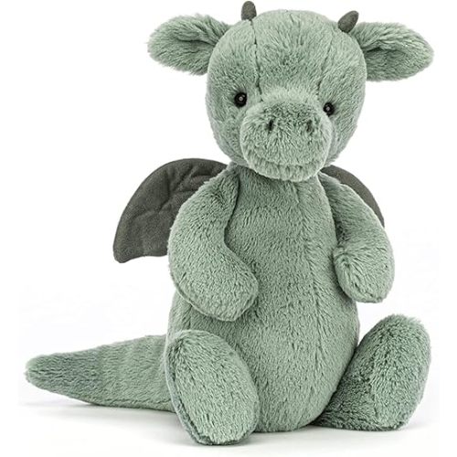 Jellycat Bashful Dragon Stuffed Animal, Medium 12 inches - Mythical Plush Toy - Classic Children's Gift