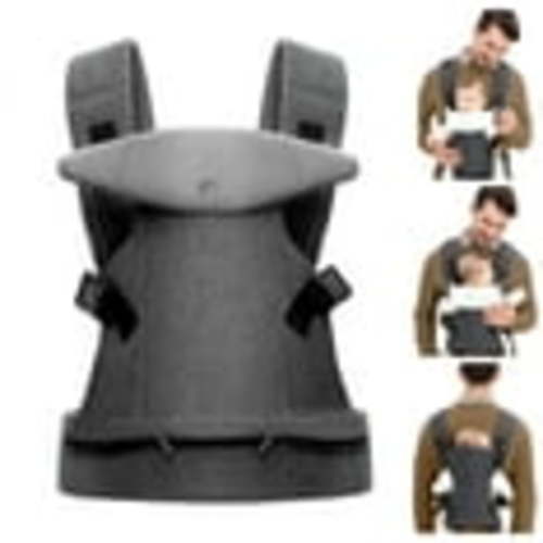 Yalumo Baby Carrier Newborn To Toddler, 4-In-1 Portable Newborn Carrier (8-32lbs) with Ergonomic Support, Adjustable Soft Infant Carrier with Baby Drool Bib For Dad Mom, Gray, Father's Day Gift