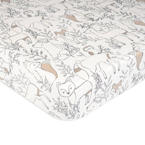 Crane Baby Cotton Sateen Fitted Crib Sheet, Color: Ezra Woodland
