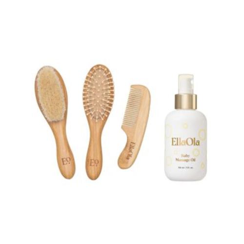 Unisex Brush & Oil Cradle Cap Duo (2 Pieces) - Baby