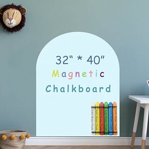 Umtiti 40" x 32" Magnetic Chalkboard Arch Contact Paper for Wall,Peel and Stick Self Adhesive Blackboard Wall Decal Roll with 6 Chalk for Home School,Blue,80100BU,CA