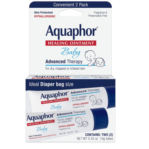 Aquaphor Baby Healing Ointment To-Go Pack - Advanced Therapy for Chapped Cheeks and Diaper Rash - Two .35 oz. Tubes