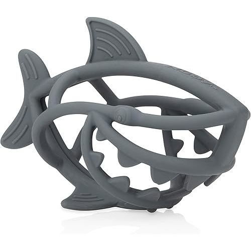 Nuby Chewy Chums All Silicone Soothing Teether, Shark - 3M+