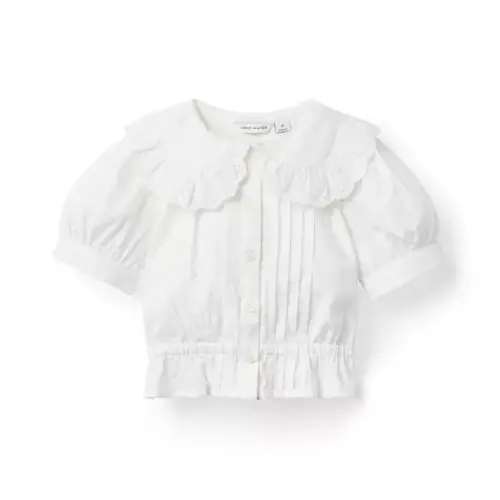 Girl White Eyelet Collar Pintuck Top by Janie and Jack