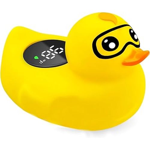 Baby Thermometer, Baby Bath Thermometer Upgrade LED Digital Bathtub Water Temperature Auto ON/Off Bathroom Safety Thermometer Yellow Duck Floating Toy for Infants, Newborn,Toddler, Kids