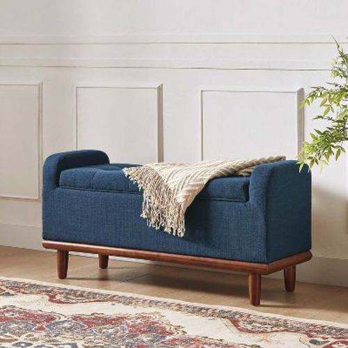 Edgaro Upholstered Storage Bench For Bedroom| Artful Living Design-navy