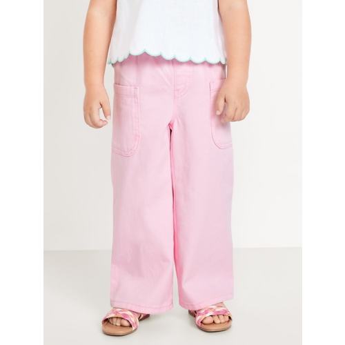 Pull-On Baggy Wide-Leg Cargo Jeans for Toddler Girls