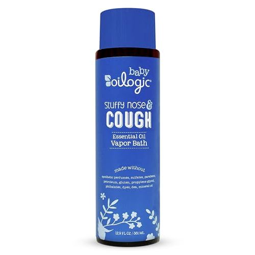 Oilogic Stuffy Nose & Cough Essential Oil Vapor Bath for Babies & Toddlers - Gentle Baby Bath Essentials – Pediatrician-Tested & Safe for Babies, 12.9 Fl Oz