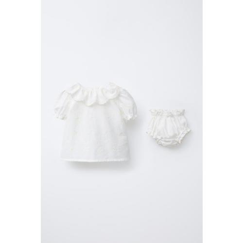 BLOUSE AND PANTIES WITH EMBROIDERED BOWS - Light ecru | ZARA United States