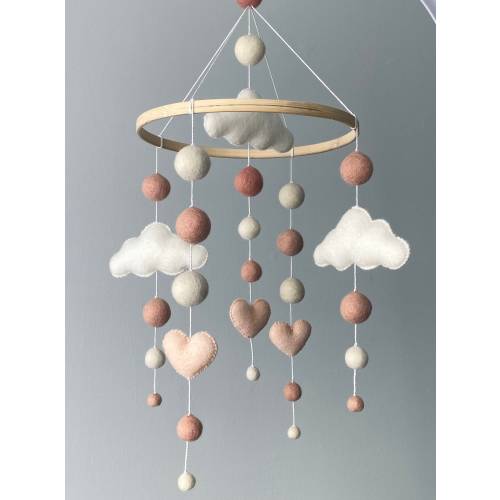 Baby girl mobile/ Baby Mobile/ Nursery Mobile/ Handmade mobile/Baby Gift/ Baby Felt Toys/ Crib mobile/ crib decoration/ felt ball mobile