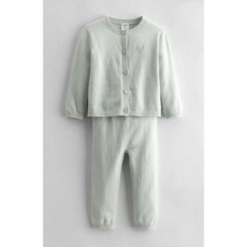 Pointelle Heart Cardigan & Sweater Pants Set, 6M