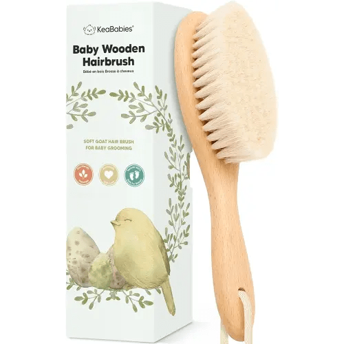 KeaBabies Baby Hair Brush with Soft Goat Bristles, Walnut, Oval - Perfect for Infant, Toddler, Kids, Newborns, Baby Girls, Boys - Prevents Cradle Cap, Suitable for Wet & Dry Hair, Relaxation