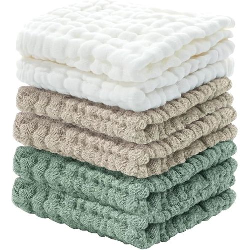 Cuddle Campus Baby Washcloths 6 Packs, Muslin Washcloths Baby,Cotton Burp Cloths, Extra Absorbent and Soft Wash Clothes for Newborns, 12x12 Inches