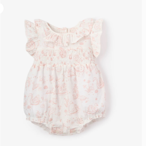 Swan Toile Swiss Dot Bubble PINK / 3-6M