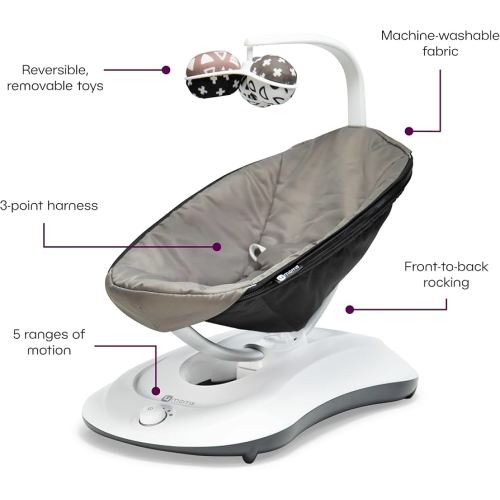 4moms RockaRoo Baby Rocker with Front to Back Gliding Motion, Graphite