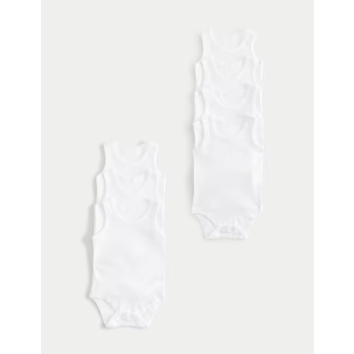 7 Pack Pure Cotton Sleeveless Bodysuits