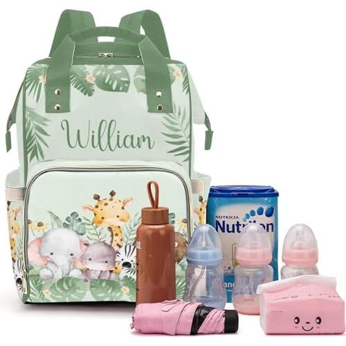 Voltexia Personalized Diaper Bag with Name, Custom Diaper Bag with Thermal Pockets Multi-function Nursing Baby Bags Large Capacity Nappy Bag Travel Nappy Backpack for Baby Boys