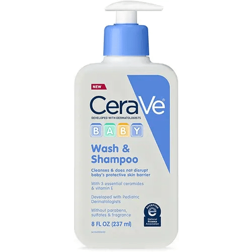 CeraVe Baby Wash & Shampoo | Fragrance, Paraben, & Sulfate Free Shampoo for Tear-Free Baby Bath Time | 8 Ounce