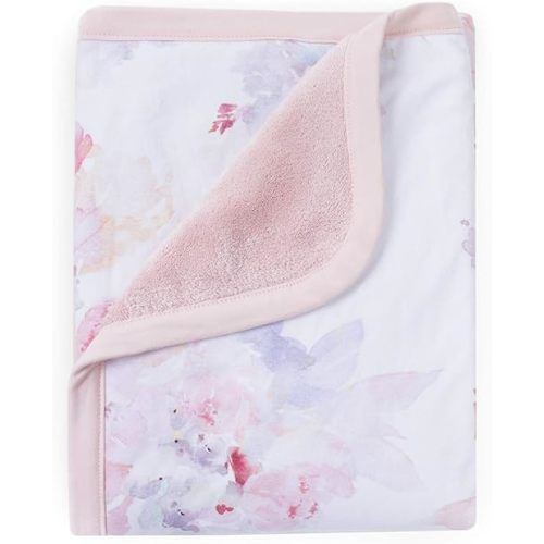 Oilo Baby Blanket, Luxury Soft Plush Backing & 100% Turkish Cotton Jersey Print, Double Layered, 30" x 40", Rolled Jersey Edge Trim, Machine Washable, Infant & Toddler, Prim Floral