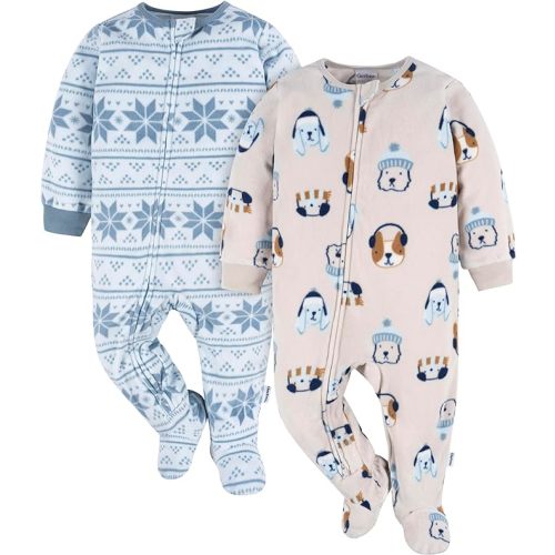 SIZE 6-9m | Fleece Zipper Footed Pajamas