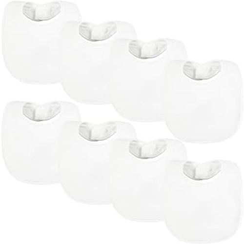 Tiny Twinkle 8 Pack Baby Food Bibs for Eating - Waterproof & Absorbent 6-12 Months Infant Bibs, OEKO-TEX Certified Drooling Bibs for Baby Led Weaning(White 8-Pack)