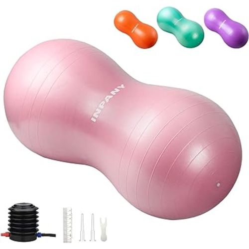 INPANY Peanut Ball - Anti Burst Exercise Ball for Labor Birthing, Physical Therapy for Kids, Core Strength, Flexible Seating, Home & Gym Fintness, Sensory Chair Wiggle Seat for Boys and Girls