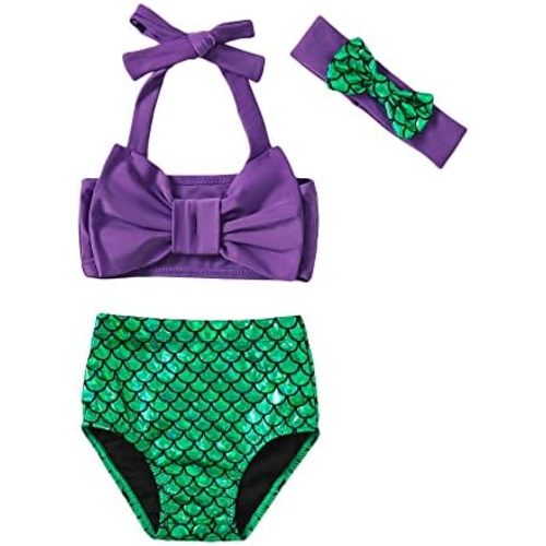 LYSMuch Newborn-3T Baby Girls Bathing Suit Toddler Bikini Swimsuit with Headband 3-Pieces Beach Wear